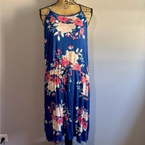 Serra Navy Blue Floral Maxi Dress with Pink & Cream Blooms